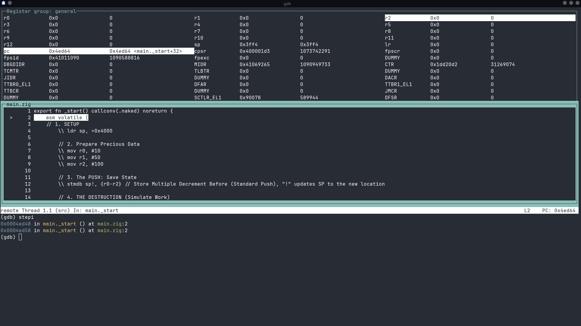 Registers after being clobbered